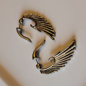 Faux Plug Wing Earrings